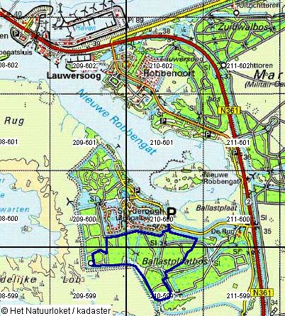 Kaart wandeling Ballastplaat Lauwersmeer Lauwersoog